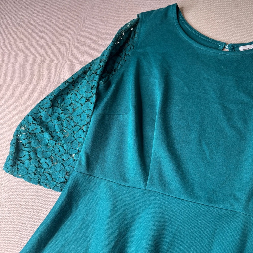 VTG Jessica London Lace Sleeve Fit & Flare Special Occassion Dress Size 16